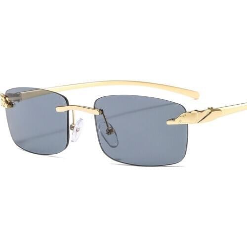 Women Rimless Rectangle Sunglasses Men Shades Brand Designer Small Square Clear Lens Sun Glasses UV400 Male Female Oculos Retro