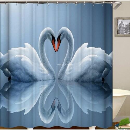 Lovely Animal Swan Flamingo Digital Print Shower Curtain Multi-functional Waterproof and Mildew Proof Bathroom Shower Curtain