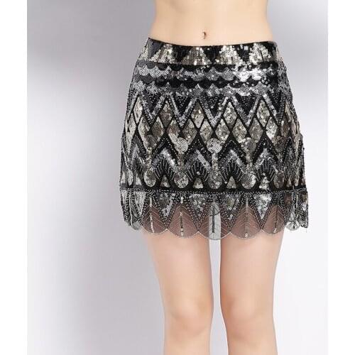 Luxurious Designer Womens Baroque Skirt Stunning Embroidery Sequined Beaded Mini Skirt Vintage Scalloped Hem Pencil Skirt