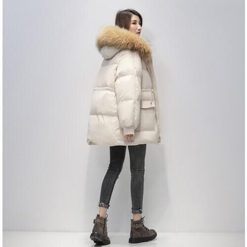 Plus Size Cotton Down Jacket Hooded Big Fur Collar Overcoat Winter Coat Women Parkas Thick Warm Outerwear Female Clothes