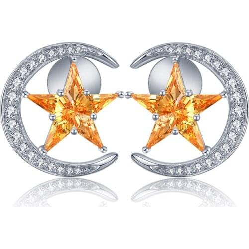 18k Gold Earrings Star Shape Natural Sapphire Earring Women Jewelry Party Gifts