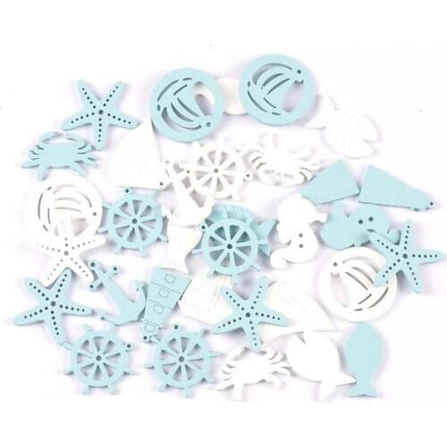 20pcs DIY Natural Wooden Chip navigation pattern Hanging Ornaments Pendant Kids Gifts Scrapbooking Craft 29mm