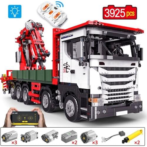 3925pcs City Engineering Remote Control Electric Crane Car Building Blocks Technical APP RC Vehicle Bricks Toys For Kids Gifts