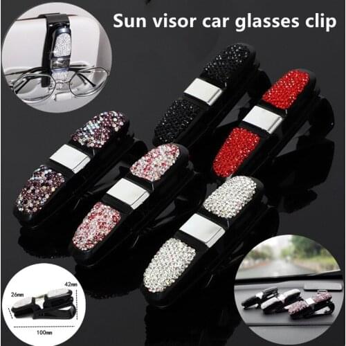 5 Color Diamond Studded Rhinestones Glasses Sunglasses Car Multifunction Convenient With Double Ended Clip Car Glasses Clip