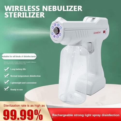 800ML Wireless Electric Sanitizer Sprayer USB Charge Household Blue Light Nano Steam Spray Gun Handheld Atomization Sprayer