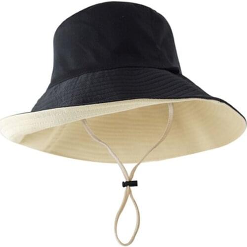 Double-sided Adult Cotton Fisherman Hat Unisex Fashion Simple Wild Sun Hat Outdoor Travel Bucket Cap Beach Summer