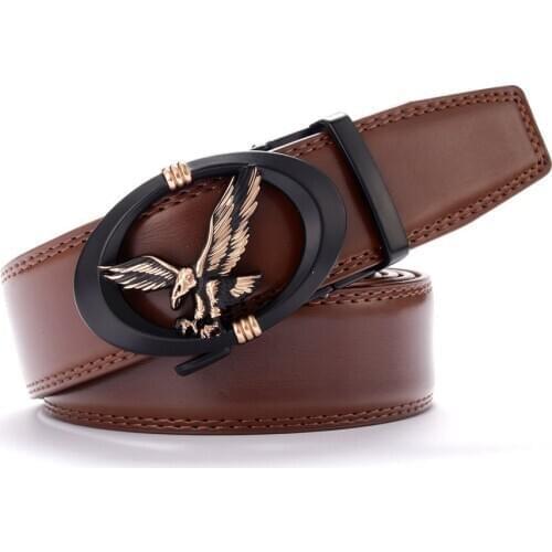 Mens Leather Ratchet Dress Belt with Automatic Buckle Width:35mm Fashion Leather Belts for Mens with Removable Buckles