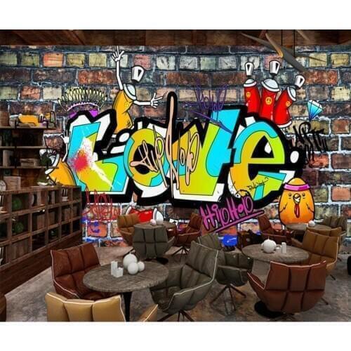 Custom mural 3d photo wallpaper Retro brick wall trend street graffiti KTV bar decor living room wallpaper for wall 3 d in rolls