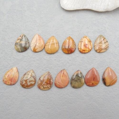Natural 12 PCS Of Multi-Color Picasso Jasper,Semi-precious Stones, Jewelry Accessories Cabochons 25x15x5mm 31.2g