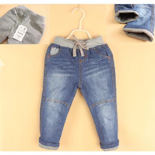 New Jeans Child Double Fabric Denim Jeans Kids Thicker Jeans Boys Girls Spring Autumn Long Pants Kids Casual Trousers
