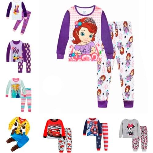 Children Clothing Set Baby Boy Spiderman Frozen Anna Minnie Cars Kid Pyjama Pijama Girl Sleepwear Toddler Long Sleeve Pajama Set