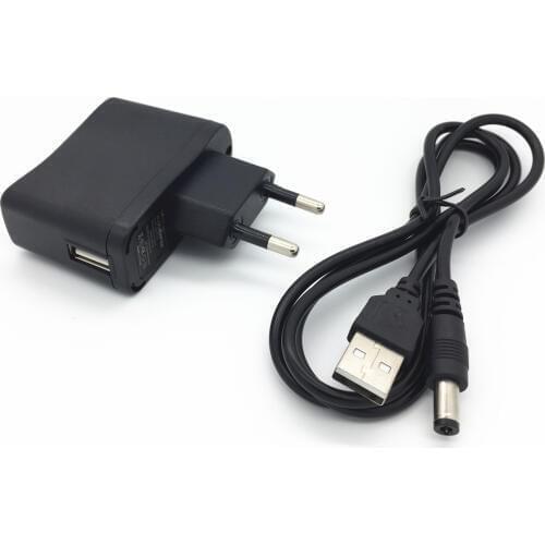 Eu Us Au Uk Plug Wall USB To 5V 1A DC 5.5mm X 2.5mm Barrel Connector Power Cable Cord