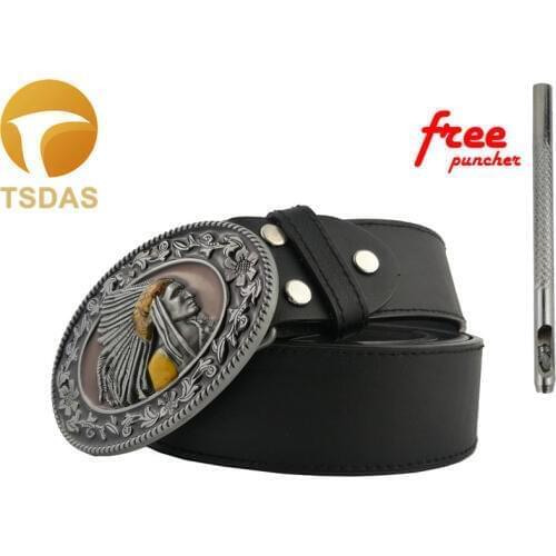 Vintage Silver 3D Indian Belt Buckle Suitable 4cm Width Belt Oval Belt Buckle in Colors