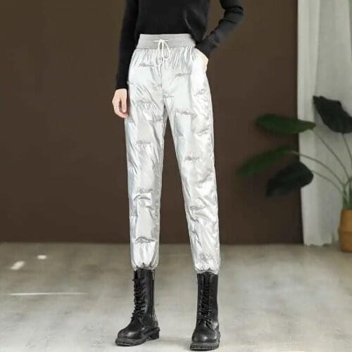 Women Down Cotton Sweatpants Winter Thickened Add Velvet Warm High Waist Trousers Korean Fashion Harem Plus Size Pencil Pants