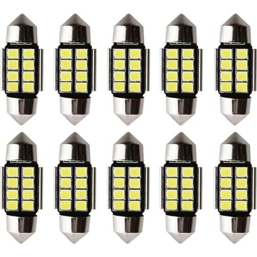 10pcs Car led c5w led bulb CANBUS 12V Festoon 31mm 36mm 39mm 41mm c5w c10w reading lamp car Interior Light 2835 SMD white