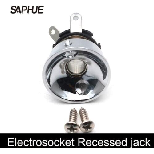 10PCS Electric Guitar Chrome Socket Jack Plate Holder for 6.35mm Plug Electrosocket Recessed jack Guitar Parts