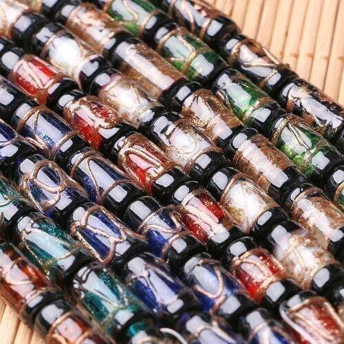 10pcs/lot Handmade Lampwork Beads Cylinder Shape Loose Spacer Beads DIY Bracelets for Jewelry Making 8x16 11x16 12x18mm