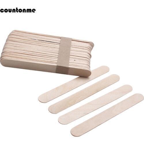 100PCS Disposable Wooden Spatulas Body Hair Removal Sticks Wax Waxing Orange Stick Applicators Facial Manicure Tongue Depressor