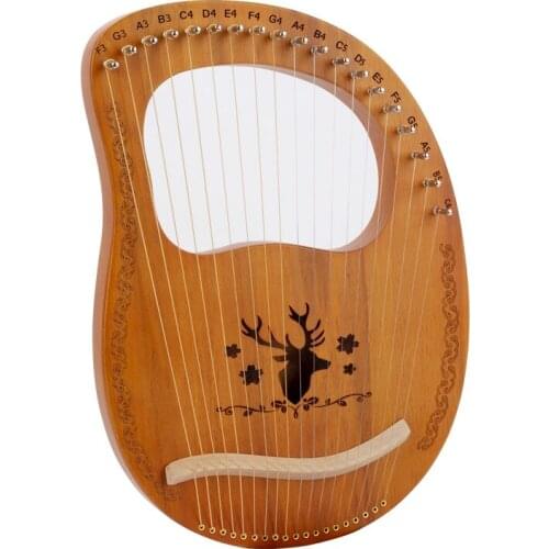 19 Strings Wooden Mahogany Body Lyre Harp Musical Instrument with Tuning Wrench and Spare Strings