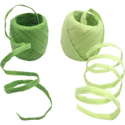 2pieces Rolled-Up Raffia Ribbon Holiday Decorative Paper Ribbon Party Supplies Embellishment 20m