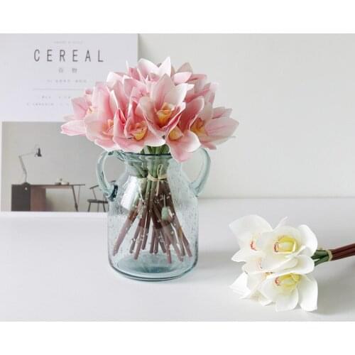 3pcs Factory Direct Wedding Ornamental Flower Photographic Prop Fake Flower 3D Printing Film 6 Touch Cymbidium Faberi Simulation