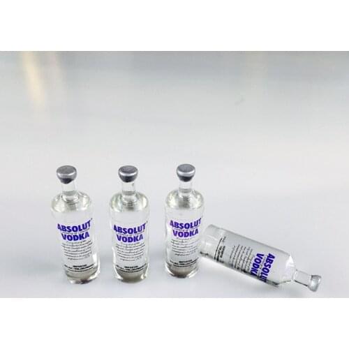 4PCS Cute 1/6 Scale Dollhouse Miniature Wine Bottles Vodka Drinks Model Pretend Play Doll Food for Barbi, Pullip, blyth Doll