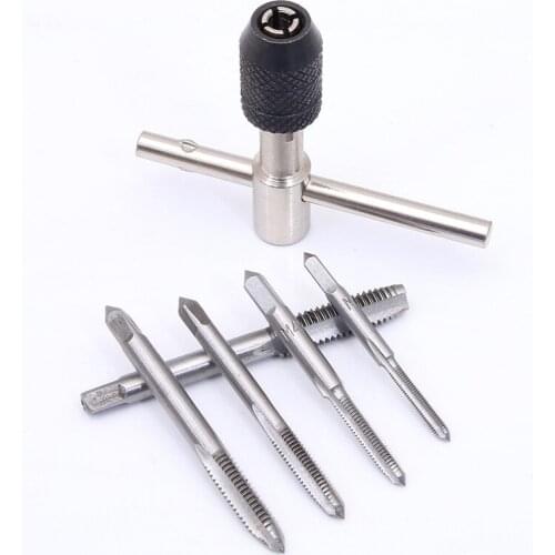 6PCS M3-M8 M3-M6 1/8-1/4 Screwdriver T-handle Reversible Monofilament Tapping Wrench Tapping Tool Tap Holder Manual Tool