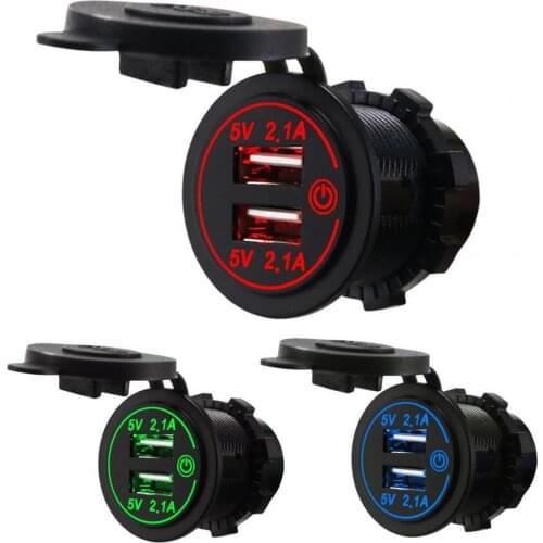 80% Dropshipping!!Car Charger Dual-USB Touch Switch 12-24V Waterproof Dust-proof In-car Charger for Automobile