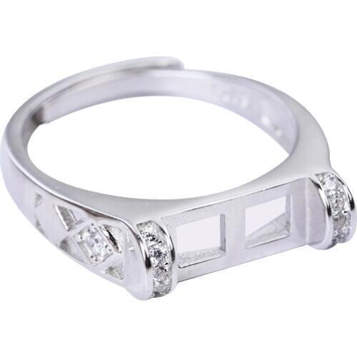 925 Sterling Silver 5x10mm Princess Cabochon Semi Mount Ring for Women Crystal Fine Jewelry Setting DIY Stone