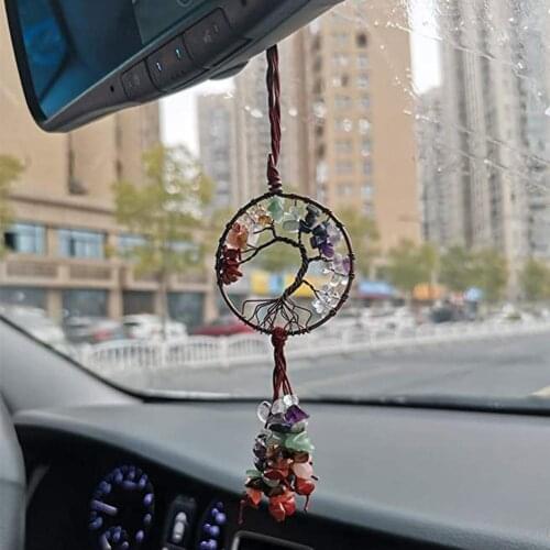 Car Tree Of Life Pendant Modern Style Handmade Car Pendant Colorful Stones Mini Tree Of Life Decor Hanging Girl Gifts