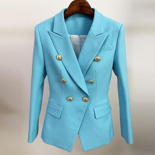 Plus Size Cotton linen Blazer Female Jackets Coat Green Bright Colours Double Breasted Button Office Ladies Womens Blazers Suit