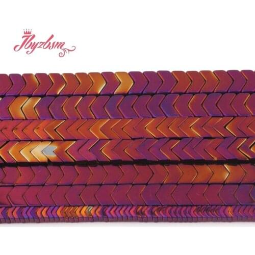 1x3/3x6/2x6/3x8mm AAA+ Retention Hematite Purple V Shape Natural Stone Beads For Necklace Bracelet Jewelry Making Strand 15"