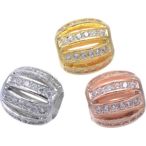 9mm Micro Pave CZ Rhinestone Gold Rose Gold Color Hollow Ball Spacer Beads For Jewelry Making DIY Jewellery Findings