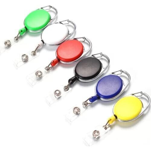 Colour Retractable Pull Badge Reel Zinc Alloy ABS Plastic lanyards ID Name Tag Card badge holder Reels Key Ring Chain Clips