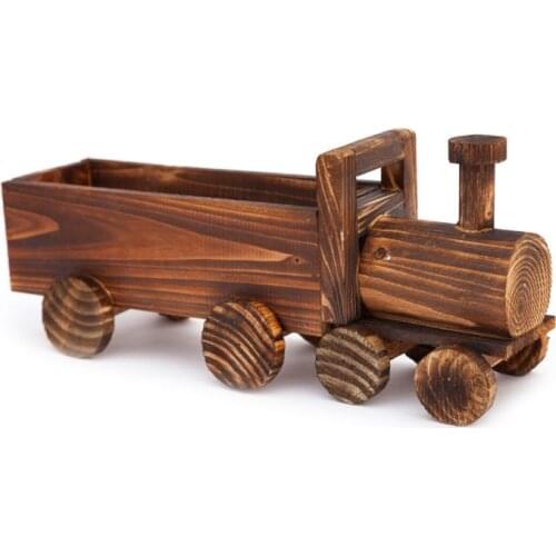 Retro Wooden Train Flower Pot Succulent Plant Potted Bonsai Planter Home Garden Decoration