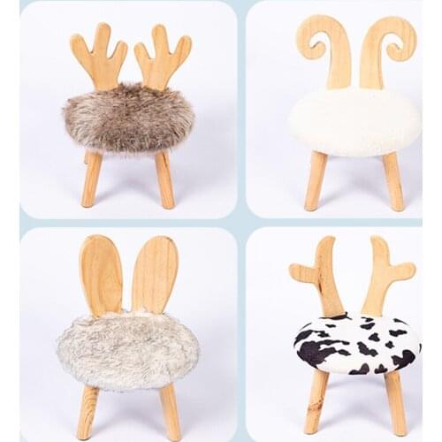 Thickening Wooden Kids small stool Anti-Skid solid wood animal small stool childrens bench household replacement shoe stool
