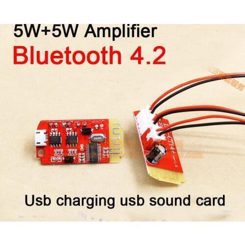 DYKB Bluetooth 4.2 Stereo Power Amplifier Module 5W+5W Micro USB Charging sound DC 3.7V-5V