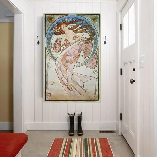 Citon Alphonse Mucha《Dance, 1898》Canvas Art Oil painting Artwork Poster Picture Wall Decor Modern Home Living room Decoration