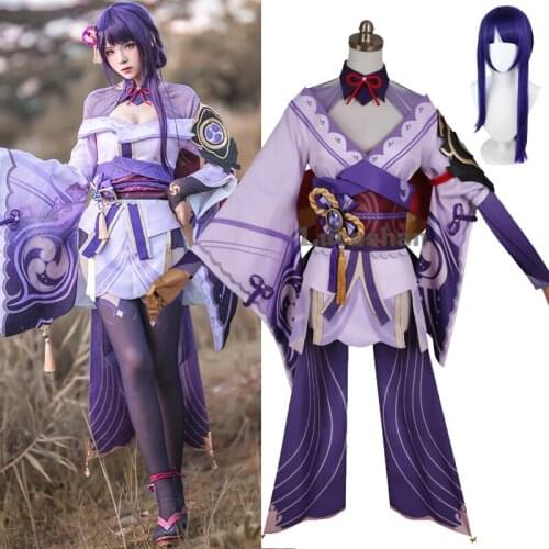 Game Genshin Impact Baal Cosplay Costume Anime Raiden Shogun Halloween Party Dress Full Set For Women Girls Uniform Wig Clothing