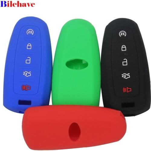 Bilchave 5 Buttons For Ford Escape Explorer Edge Flex Focus Taurus Lincoln Mks Fob Silicone Remote Car Key Case Cover