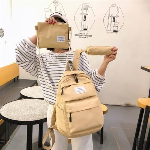 3set Backpack Casual Women School Backpack Candy Colour Women Backpack Multi-pocket School bag for teenage girls Mochilas Female