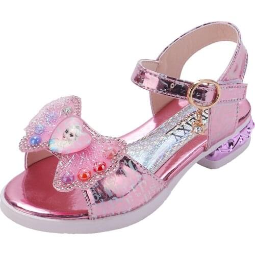 Disney cartoon frozen girls sandals summer new childrens little high-heeled elsa princess female student dancing shoes