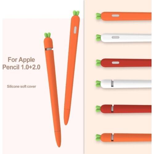 Touch Pen Anti-scratch Soft Silicone Carrot Grip Case Holder Nib Cover for Apple Pencil 1/2 Touch Pen Cartoon Carrot pen