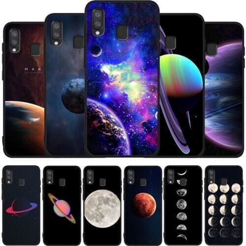 Planet Moon Galaxys Star Soft Case For Samsung A10 A30 A40 A50 A70 M10 M20 M30S M40 A01 A21 A31 A51 A71 A20E black Case