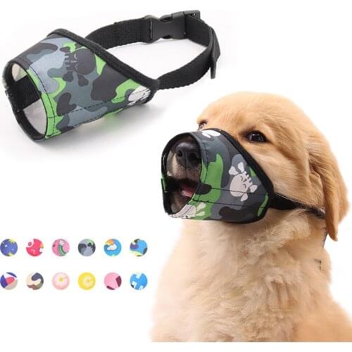 Cute Print Dog Muzzles Anti Barking Outdoor Anti-Biting Chewing Adjustable Pet Training Mouth Muzzle For Aggressive Dogs Puppy