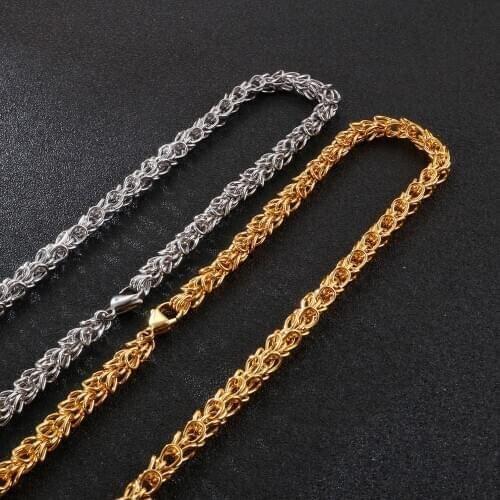 7mm Stainless Steel Link Hollow Dragon Scale Necklace Men Fashion Hip-hop / Rock Party Men Metal Jewelry