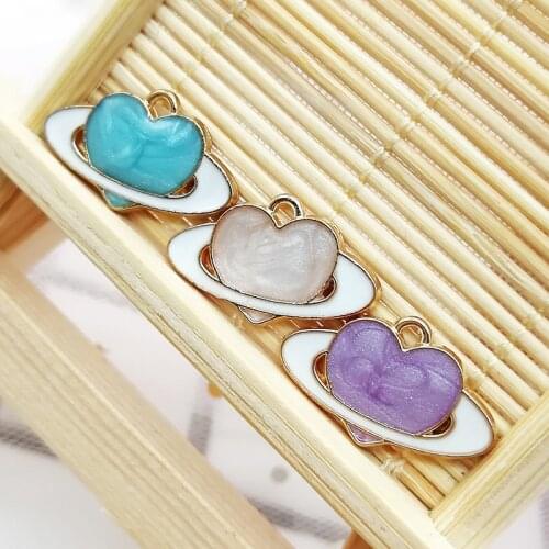 10pcs 21*13mm Gold Tone Alloy Material Oil drop Small Heart Charm Enamel Pendant For Earring Jewelry DIY Handmade Jewelry Making