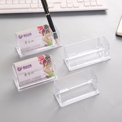 Clear Desk Shelf Box Storage Display Stand Acrylic Plastic Transparent Desktop Business Card Holder Place Card Holder