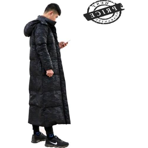 Plus Size Winter Coat Male Fashion 20% Duck Down Jacket Men Hooded Thick Warm X-Long Man Fit Jackets Abrigos Hiver LW235a