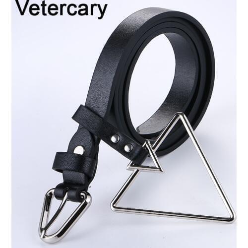 Factory produce Hot Brand Designer Punk Triangle Buckle Belts for Women Business Casual black PU Leather brown Luxury Belt male